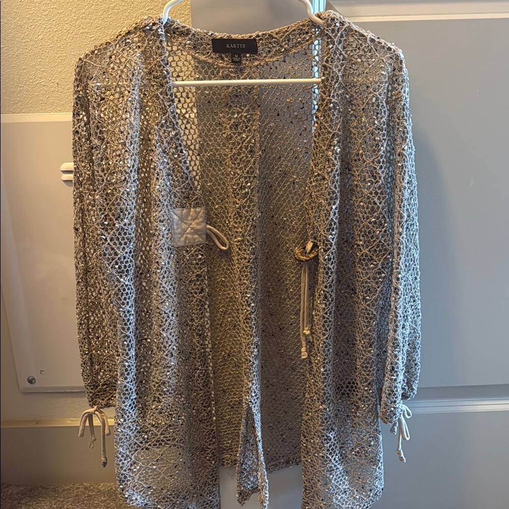 Kaktus Gray Open Knit Cardigan